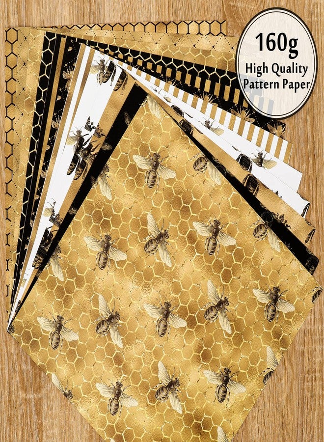 وولاين مجموعة ورق Whaline مكونة من 24 قطعة بنقشة النحل، مقاس 30×30 سم، ورق قصاصات ورق ملون بالألوان المائية ذو وجهين، ورق حرفي مطوي بشكل مسطح، مثالي لصنع خلفيات زخرفية، وبطاقات، وألبومات صور، ومذكرات، 12 تصميمًا - Image 5